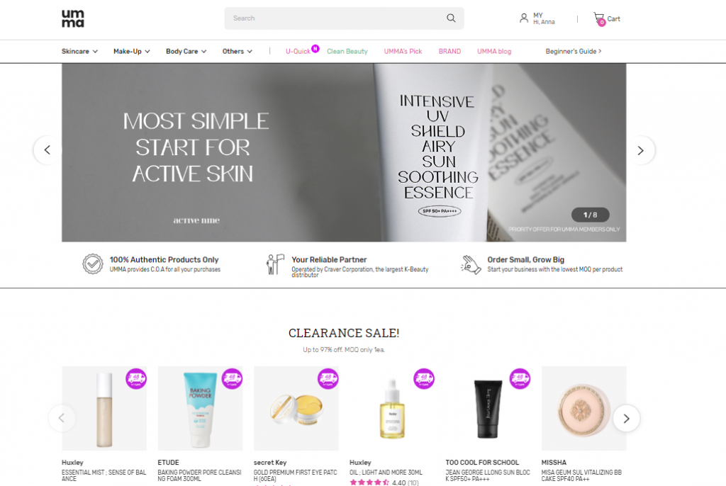 K beauty wholesale ecommerce for sellers - UMMA