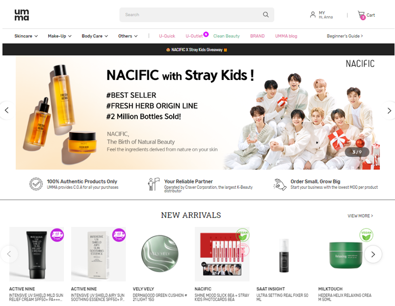 K beauty wholesale ecommerce - UMMA