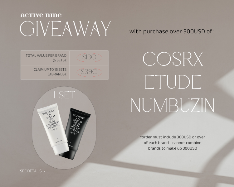Active Nine Giveaway with COSRX, ETUDE, NUMBUZIN brand purchase
