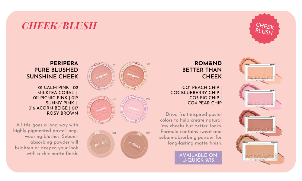 PERIPERA, ROM&ND cheek blush makeup wholesale at UMMA