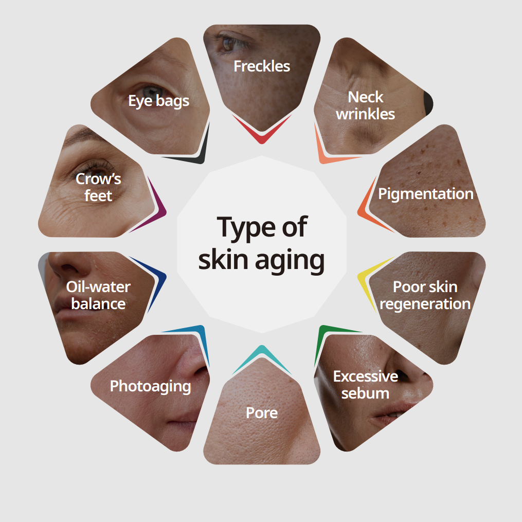 Types of skin aging addressed by Korea's Dr.Melaxin derma cosmetics