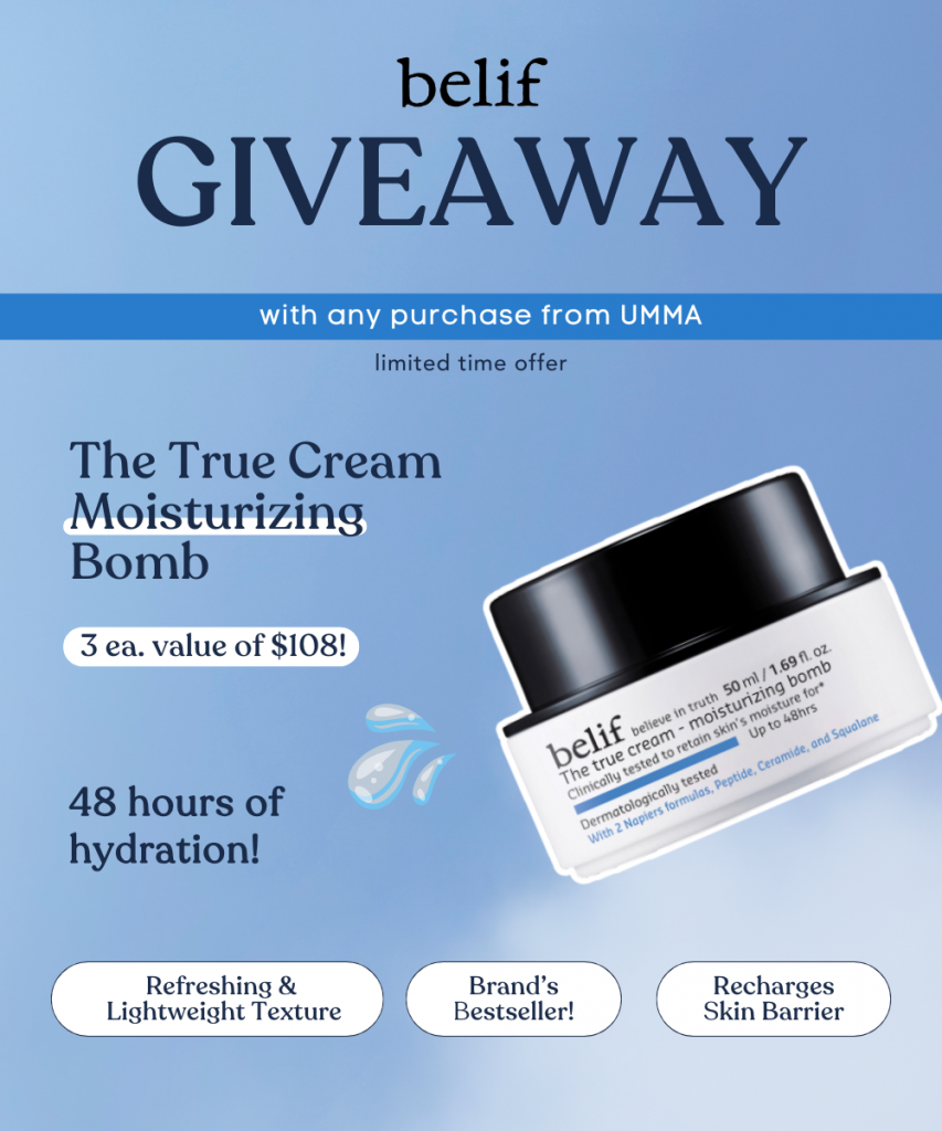 belif limited time giveaway promotion at UMMA